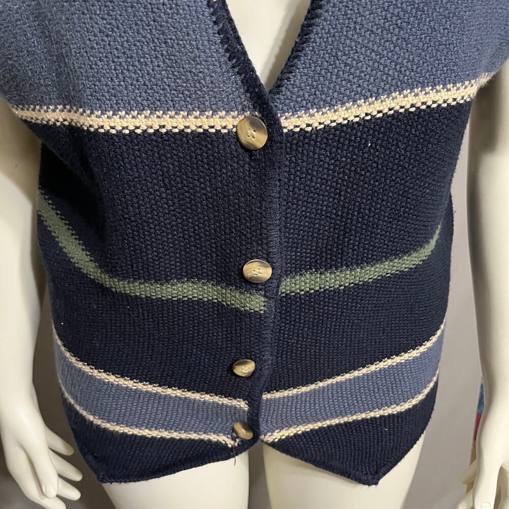 💫Express Tricot Women’s Cotton Ramie Striped Vest Sz-Large - Picture 3 of 7